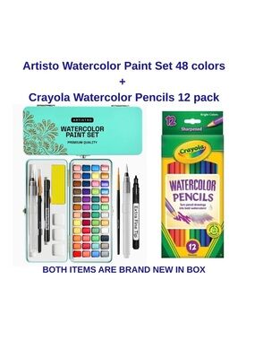 NIB! Artistro Watercolor Palette Kit & Crayola Watercolor Colored Pencils 12 pk